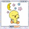 Cute baby bird with moon and stars, perfect for kids decor