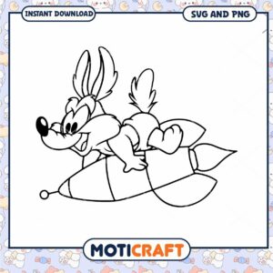 Coyote Rocket SVG PNG Coloring Page