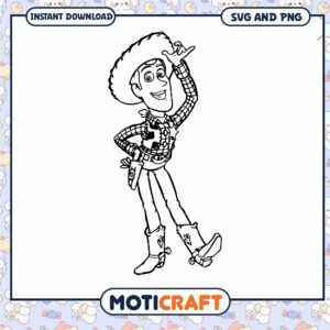 Cowboy Character Coloring Page, Digital Download SVG and PNG