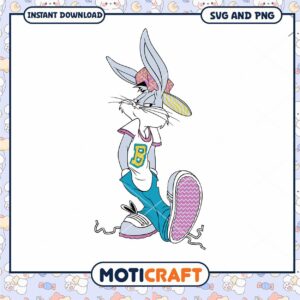 Cool Cartoon Bunny Design, Instant Download SVG and PNG Files
