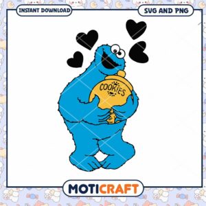 Cookie Monster with Cookie Jar design, perfect for digital downloads
