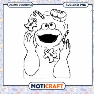 Cookie Monster Coloring Page, Instant Download SVG and PNG Files