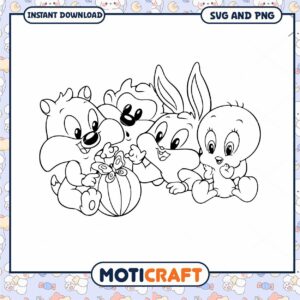 Coloring Page of Cartoon Characters, Fun Printable for Kids Activities