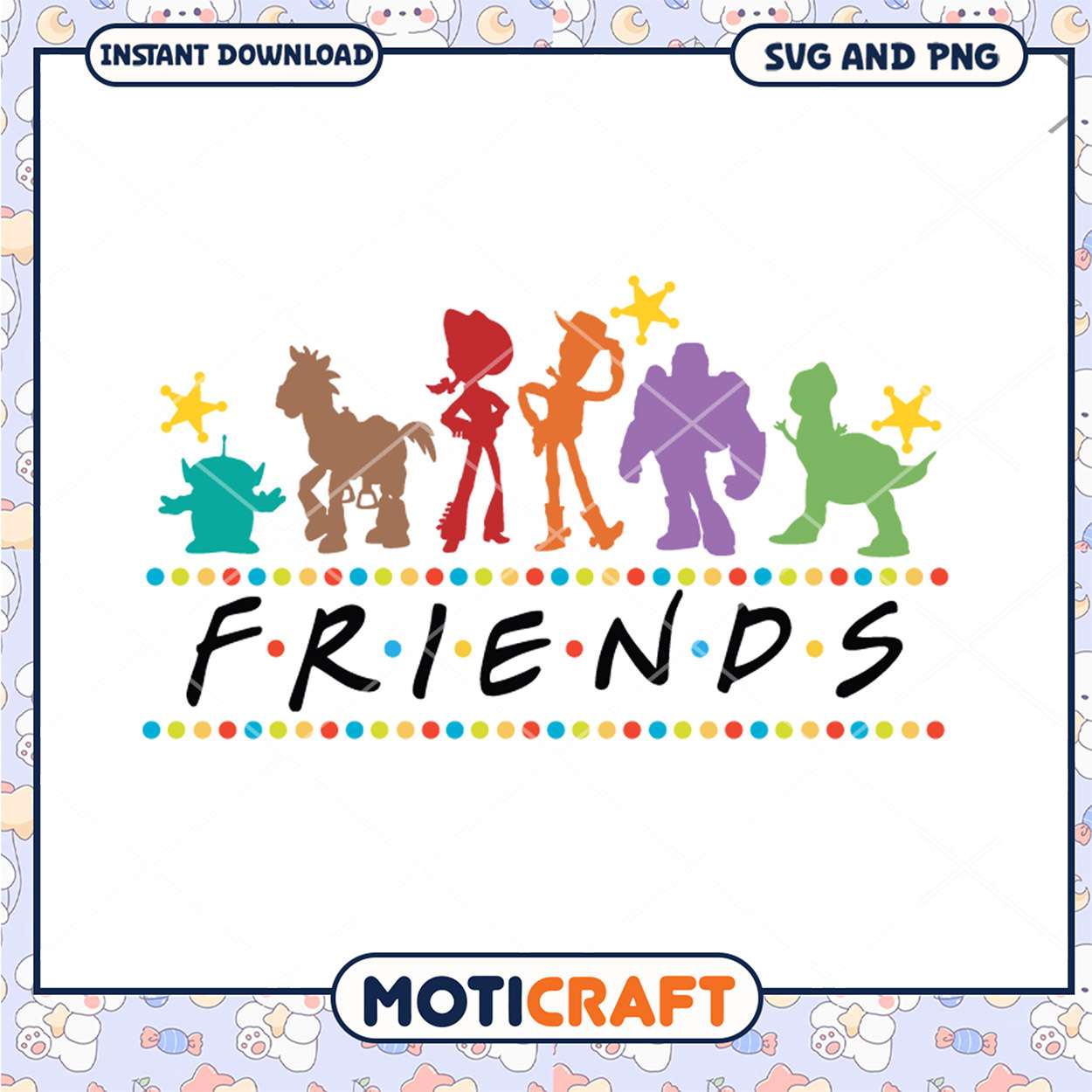 Colorful Friends Silhouette Design for Kids Decor, Instant Download PNG Colorful Friends Silhouette Design for Kids Decor, Instant Download PNG
