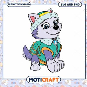 Colorful cartoon wolf character design, available as PNG download