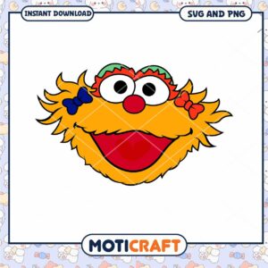 Colorful Cartoon Character Face Illustration, Instant Download PNG