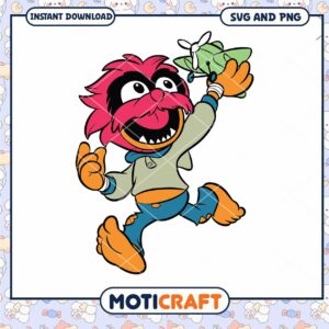 Colorful cartoon character holding a toy plane, instant download SVG PNG