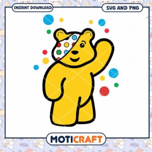 Colorful bear illustration for SVG and PNG download, perfect for crafts