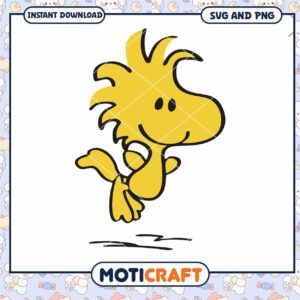 Cheerful yellow bird character design for crafting, instant download available