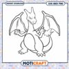 Charizard coloring page for kids, instant download of PNG SVG