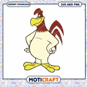 Cartoon rooster illustration for instant download, SVG and PNG files