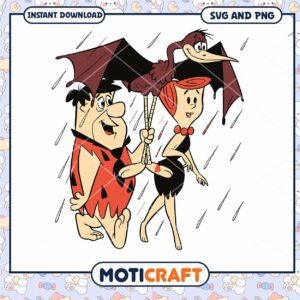 Cartoon couple under an umbrella, instant download SVG PNG files