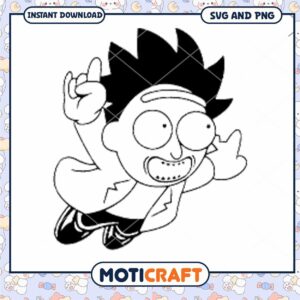 Cartoon character flying in excitement, SVG and PNG download available