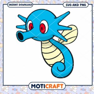 Cartoon blue seahorse illustration, perfect for digital downloads