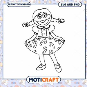 Candy Cane Girl SVG Coloring Page