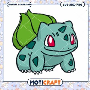 Bulbasaur character illustration for instant download, includes SVG and PNG formats