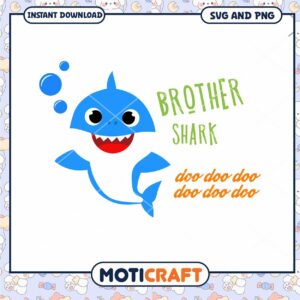 Brother Shark SVG and PNG file for instant download, perfect for kids' themes