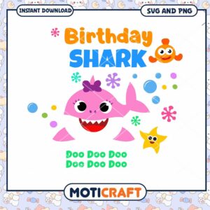 Birthday Shark Design for Kids Party, Fun SVG and PNG Download