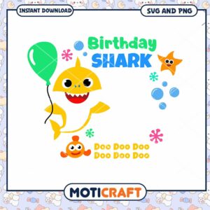 Birthday Shark Clipart for Party Decor, Instant Download SVG PNG