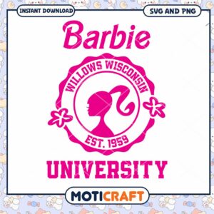 Barbie University logo design, instant download SVG and PNG files