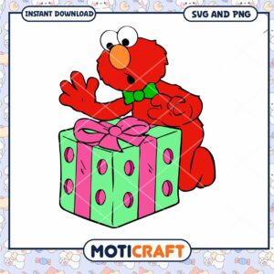 Elmo with Gift Box SVG PNG Instant Download, Perfect for Crafts