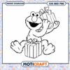 Elmo holding gifts coloring page, instant download SVG PNG designs