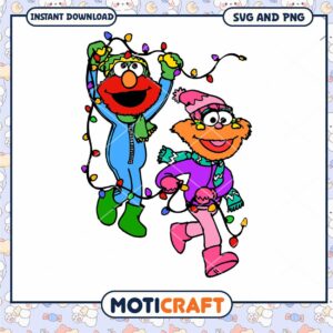 Elmo and Cookie Monster holiday design download, perfect for crafts