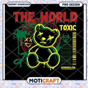 Toxic Bear Graphic Design for Instant Download, Unique PNG Art