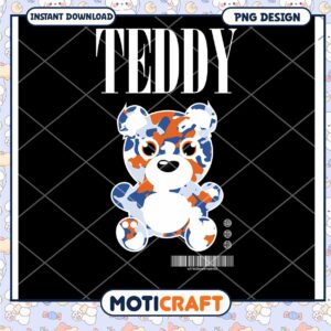 Teddy Bear PNG Design for Instant Download, Cute and Colorful Art
