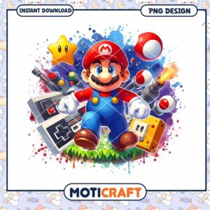 Super Mario PNG Design for Instant Download, Perfect for Crafts