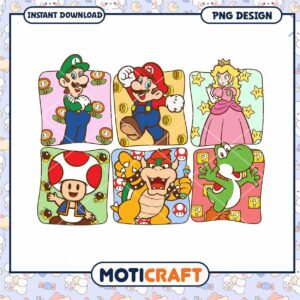 Super Mario PNG Design Instant Download, Fun Characters for Kids