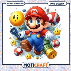Super Mario PNG Design for Instant Download, Fun Colorful Artwork