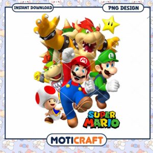 Super Mario PNG Design for Instant Download, Fun Characters Included