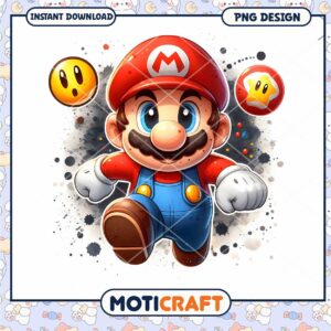 Super Mario PNG Design for Instant Download, Colorful and Fun Art