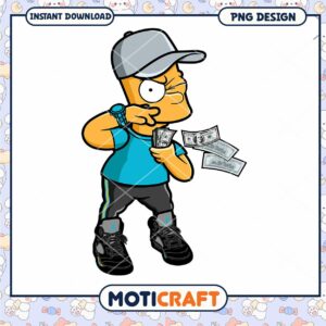 Stylish Cartoon Character Holding Money, Fun PNG Instant Download