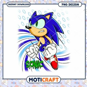 Sonic the Hedgehog digital art download, vibrant PNG design available