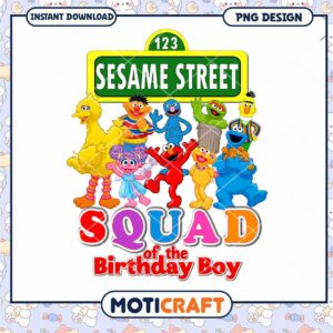 Sesame Street Birthday Squad PNG Design, Instant Download Image