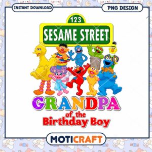 Sesame Street Birthday Design for Grandpa, Instant Download PNG Art
