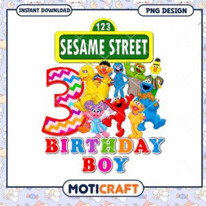 Sesame Street Birthday Boy Party Decor, Instant Download PNG Design