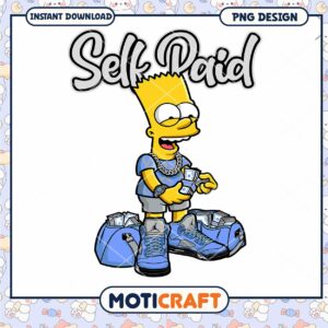 Self Paid Bart Simpson PNG Design, Instant Download for DIY Projects