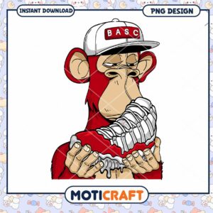 Red Monkey Holding a Sneaker PNG Design, Instant Download Available