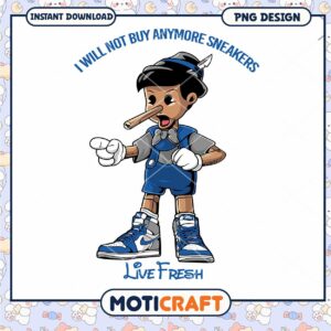 Pinocchio Sneaker Design PNG, Instant Download for T Shirt Prints