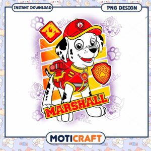 Paw Patrol Marshall PNG design for instant download, fun cartoon art