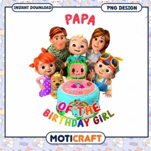 Papa of the Birthday Girl PNG Design, Instant Download Fun Art