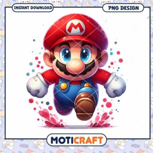 Mario PNG design for instant download, vibrant and colorful artwork