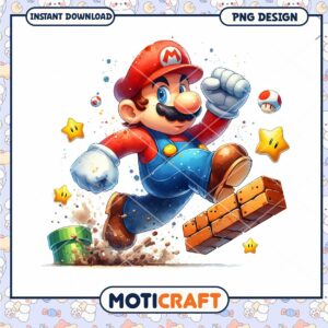 Mario PNG Design for Instant Download, Perfect for Crafts and Prints