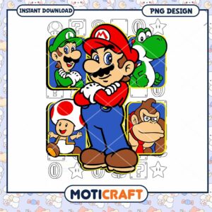 Mario and Friends PNG Design, instant download for fun crafting