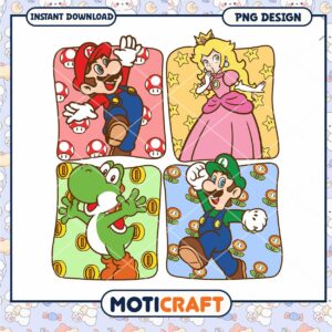 Mario and Friends PNG Design, Instant Download for Fans