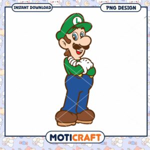 Luigi cartoon character PNG design, instant download for fun use