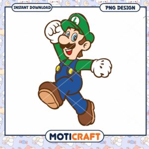 Luigi character PNG design for instant download, perfect for crafts